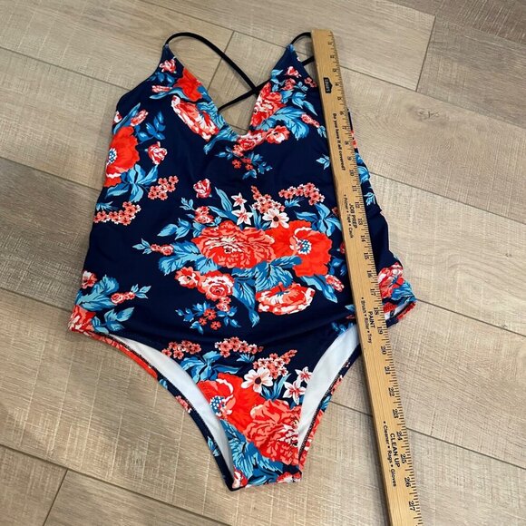 EKOUAER WOMENS SIZE LARGE ONE-PIECE RED BLUE SWIMSUIT NEW - Picture 4 of 9